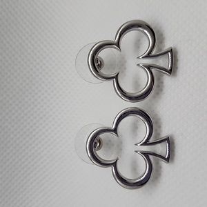 Silver Tone Clover Earrings